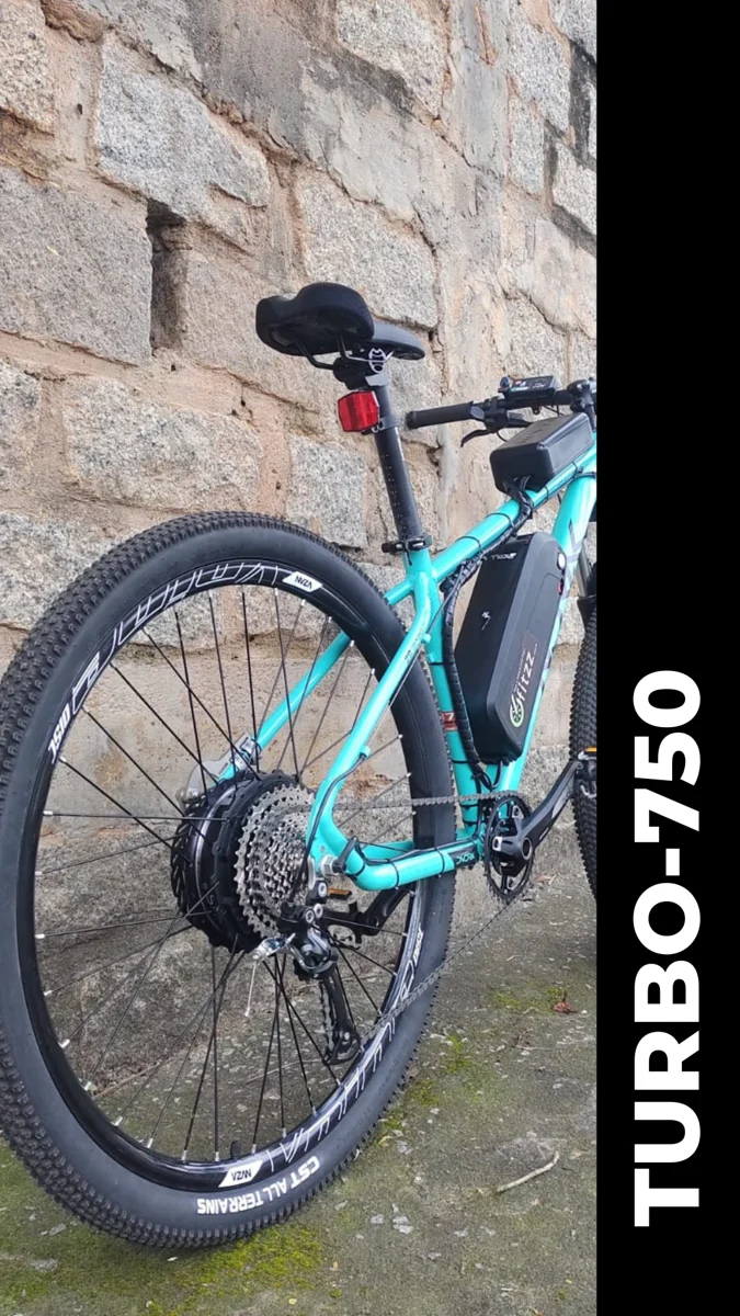 Mountain bike com kit TURBO-750 apresentada na página Fitzz.